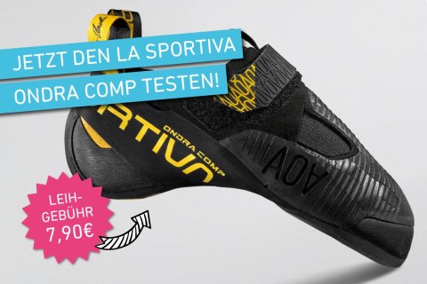 Pro Rental Ondra Comp La Sportiva testen an der Kletterwand in der Boulderwelt Hamburg
